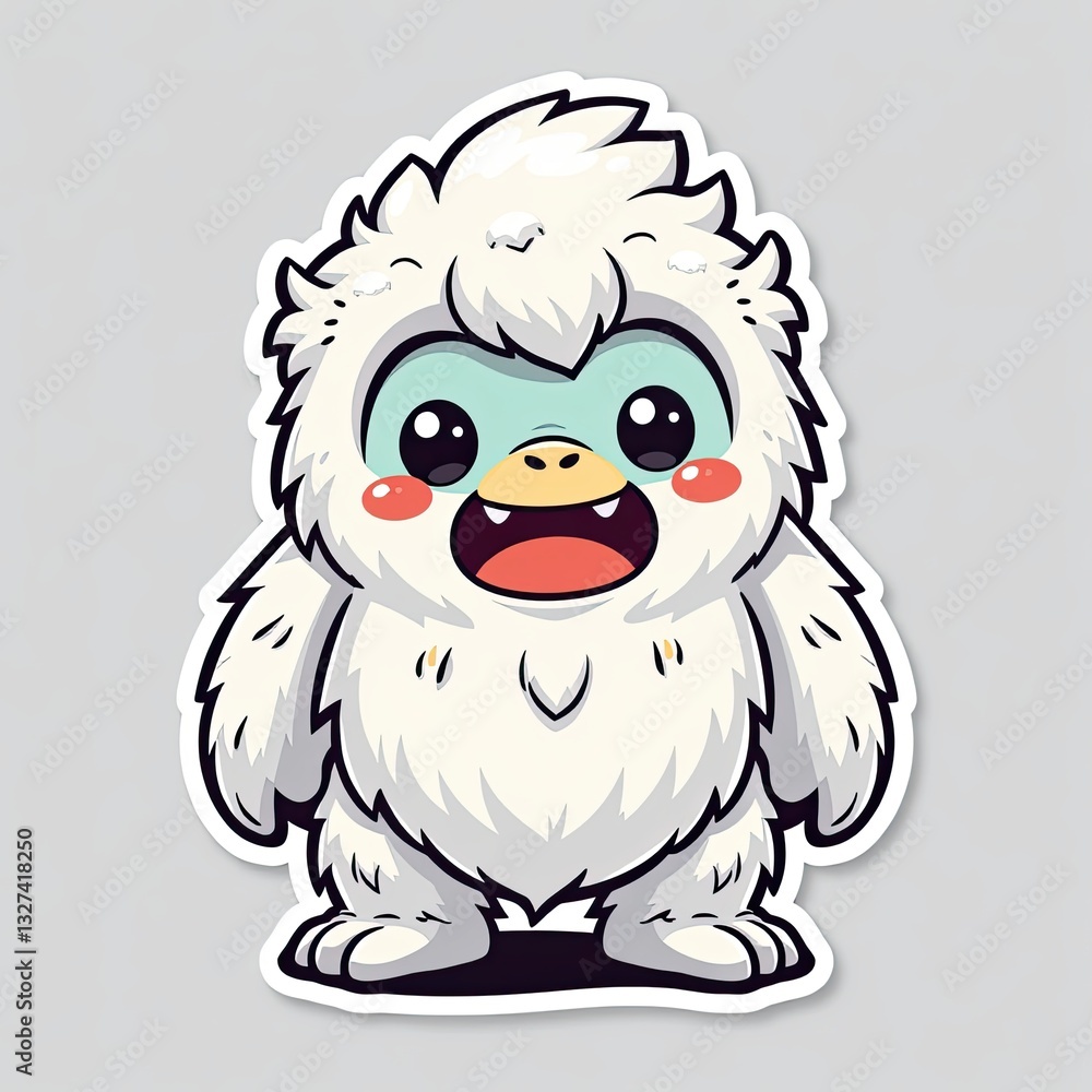 Cute Cartoon Character of a Friendly Yeti with Fluffy Fur Cute Cartoon Character of a Friendly Yeti with Fluffy Fur