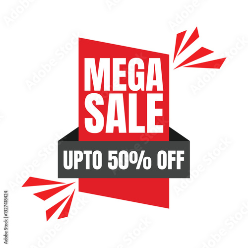 Mega sale offers trendy banner design. Discount banners set, 50% offer discount coupons. Super sale modern banner design, Limited time offer. Best discounts offer banners. Price deal sale stickers.