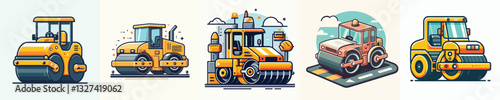 Vector of a road roller vehicle.