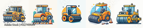 Vector of a road roller vehicle.