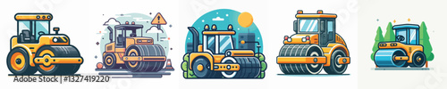 Vector of a road roller vehicle.