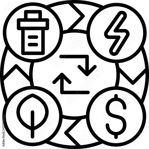 Circle Economy Icon Vector Element