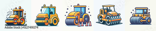 Vector of a road roller vehicle.