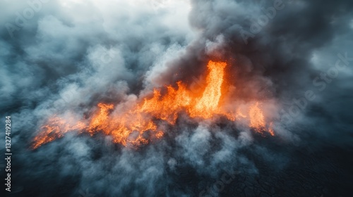 Wallpaper Mural In this dramatic capture, volcanic ash spews against dark, swirling smoke clouds, emphasizing the intensity of volcanic activity and the fierce forces of nature at work. Torontodigital.ca