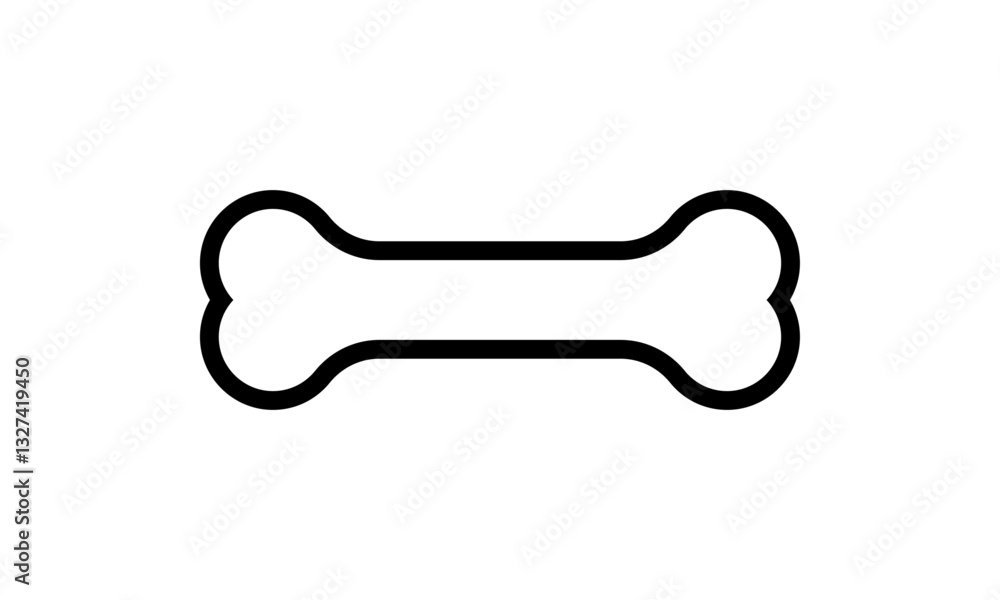 Bone Black Outline Vector Illustration Design on White Background Bone Black Outline Vector Illustration Design on White Background
