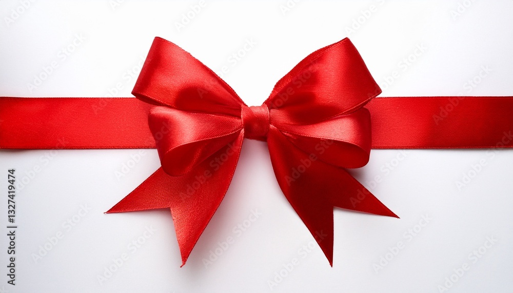 Fototapeta premium elegant red satin bow and ribbon on white background