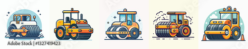 Vector of a road roller vehicle.