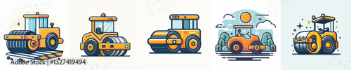 Vector of a road roller vehicle.