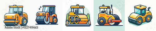 Vector of a road roller vehicle.