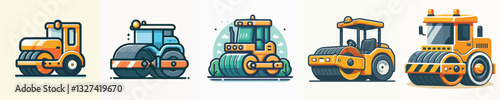 Vector of a road roller vehicle.