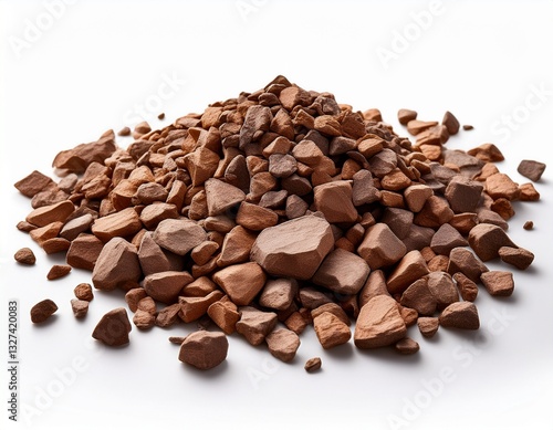 brown gravel pieces on white background
