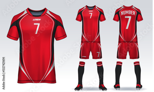 t-shirt sport design template, Soccer jersey mockup for football club. uniform front and back view.