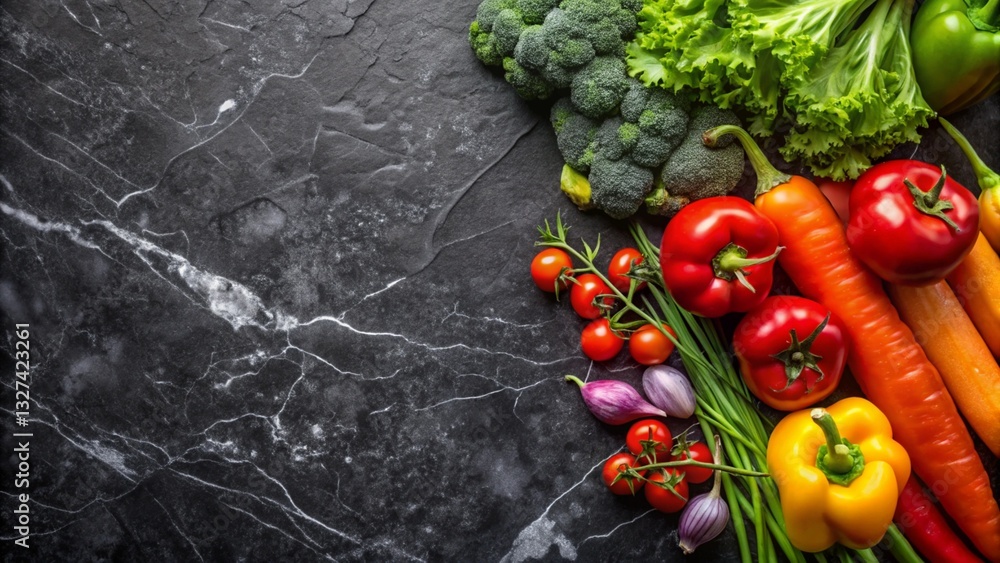Healthy vegetable on wooden table, marble table on Top view.