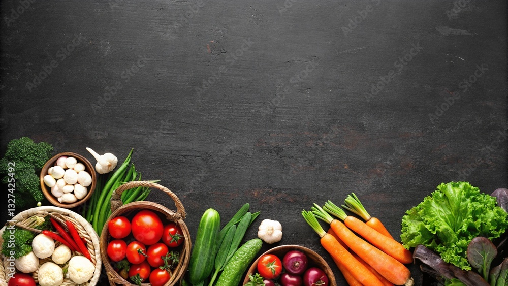 Healthy vegetable on wooden table, marble table on Top view.