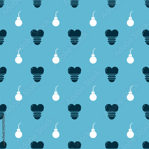 Set Dental implant and Enema pear on seamless pattern. Vector