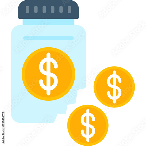 Money Jar Icon Vector Element