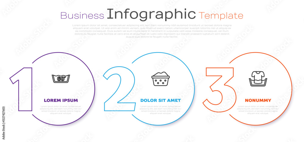 Set line Temperature wash, Basin with soap suds and shirt. Business infographic template. Vector Set line Temperature wash, Basin with soap suds and shirt. Business infographic template. Vector