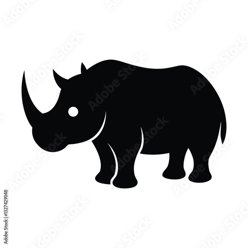 Stylized Rhinoceros Silhouette Graphic Art Icon