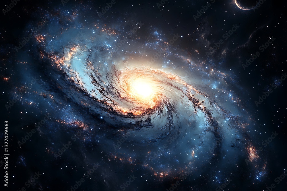 Cosmos with a vivid core star encircled by twirling gas and dust clouds in deep space twinkling sky backdrop with shadowy nebulae and far-off worlds
Cosmos with a vivid core star encircled by twirling gas and dust clouds in deep space twinkling sky backdrop with shadowy nebulae and far-off worlds