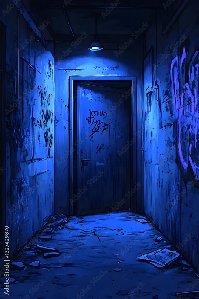 Obraz premium Underground passage entrance under night lights