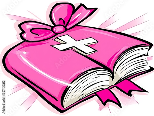 Pink Bible with ribbon, Healthcare, gift, faith, religion