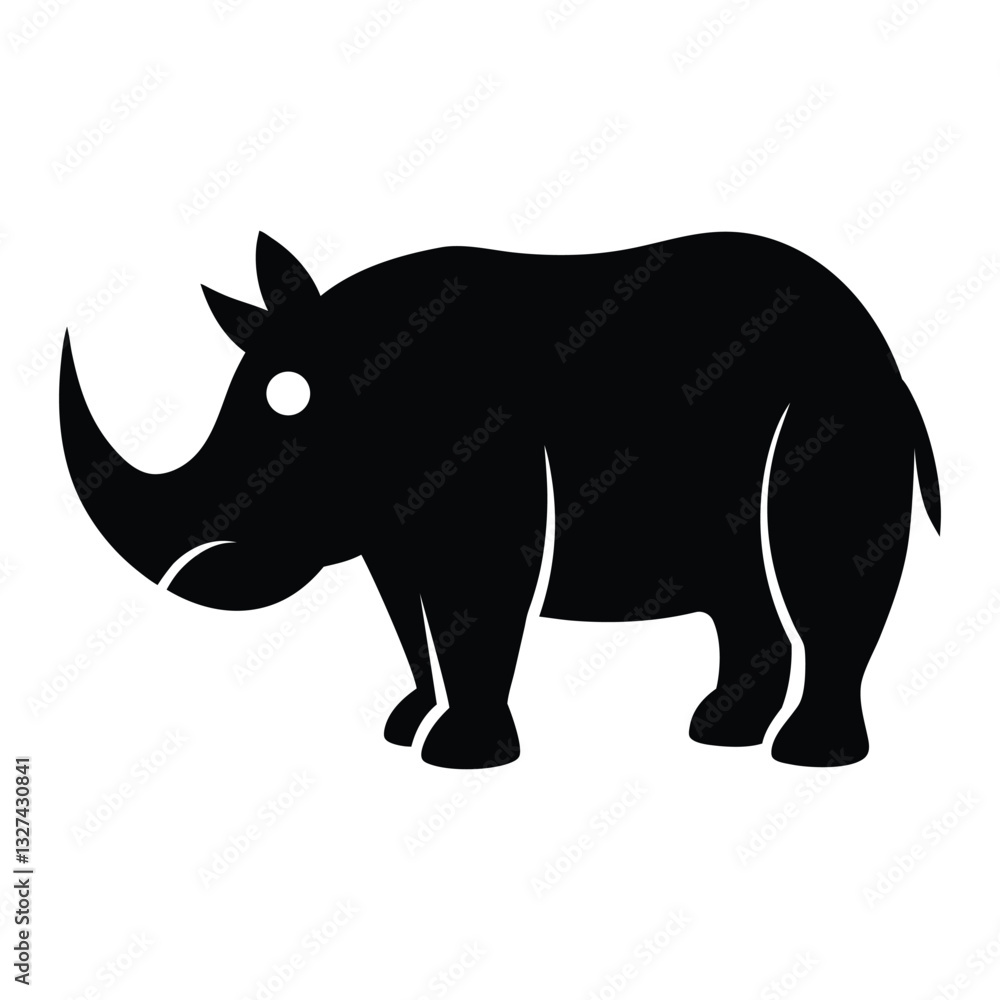 Minimalistic Rhinoceros Silhouette Icon for Artwork Minimalistic Rhinoceros Silhouette Icon for Artwork