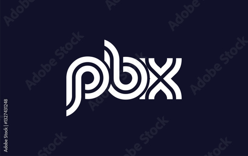 PBX Creative Unique Modern Letter Logo Design.  Stylized logo featuring a unique letter design, presenting abstract minimalist aesthetics and modern appeal.