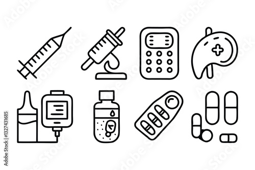 diabetes mellitus related editable stroke outline