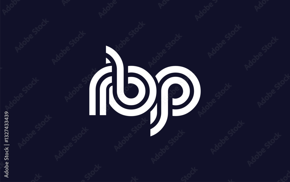 Obraz premium RBP Creative Unique Modern Letter Logo Design. Stylized logo featuring a unique letter design, presenting abstract minimalist aesthetics and modern appeal.
