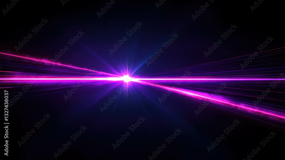 Obraz premium Radiant laser beams converging at central point creating vibrant light burst