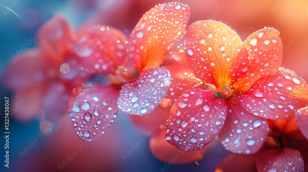 Crystal dewdrops on flowers Crystal dewdrops on flowers