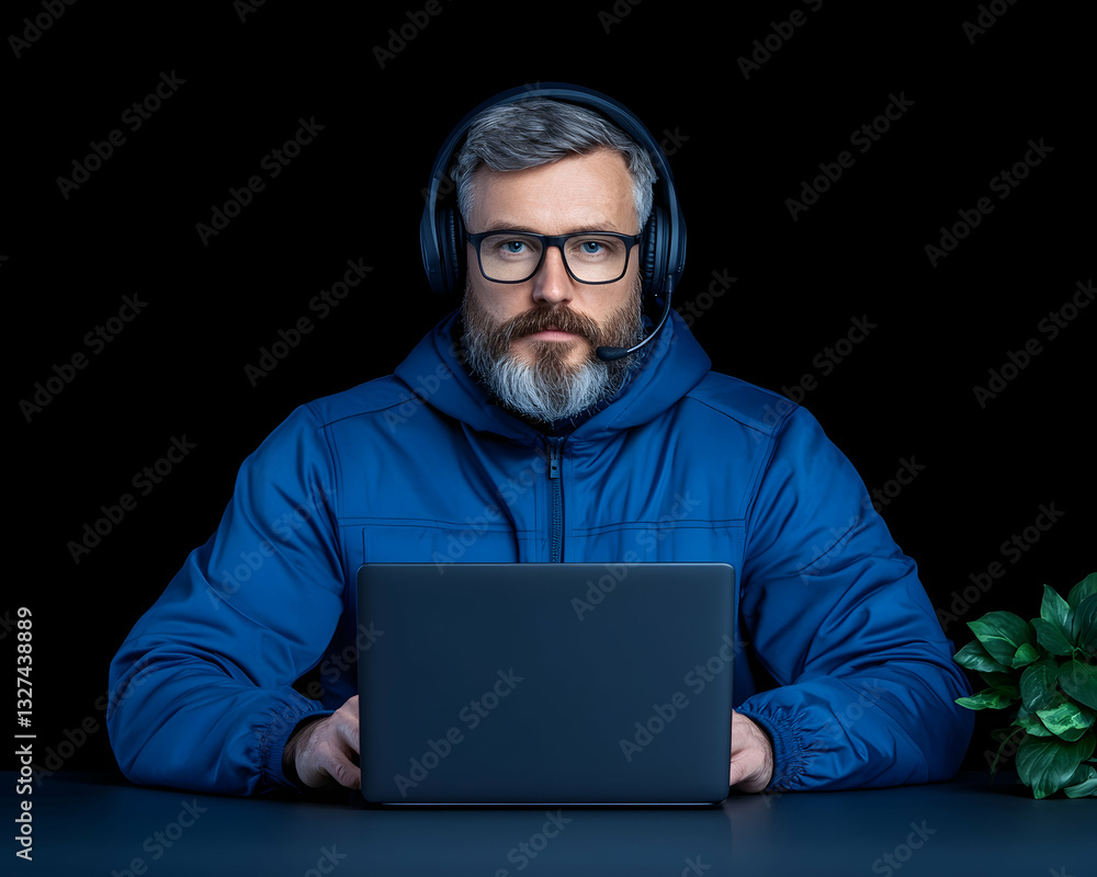 Focused male professional working at a laptop Focused male professional working at a laptop