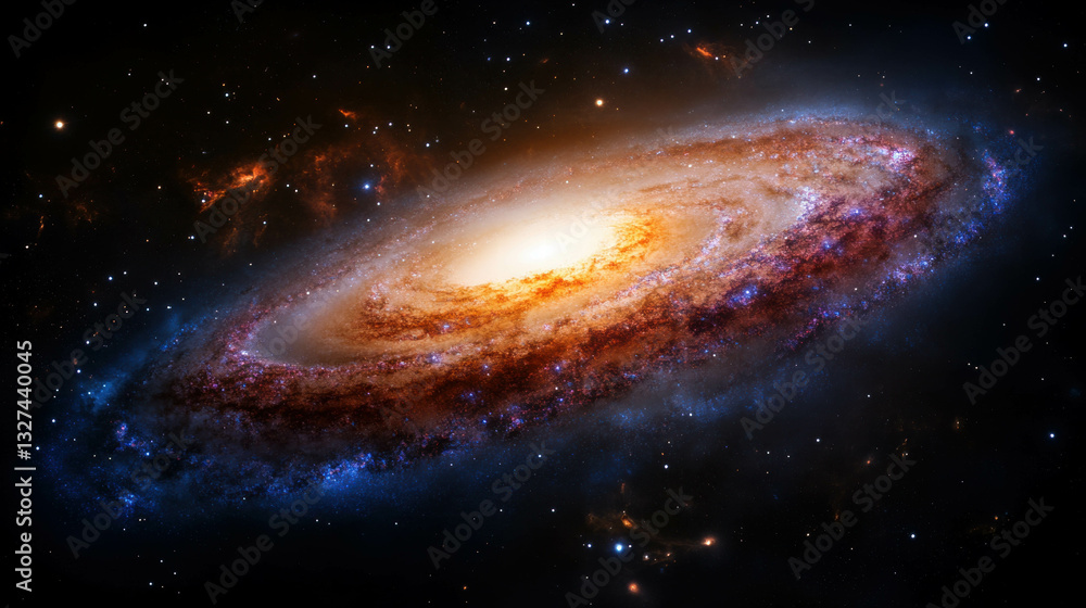 Fototapeta premium Swirling galaxy with stars in vivid cosmic texture for space-themed design