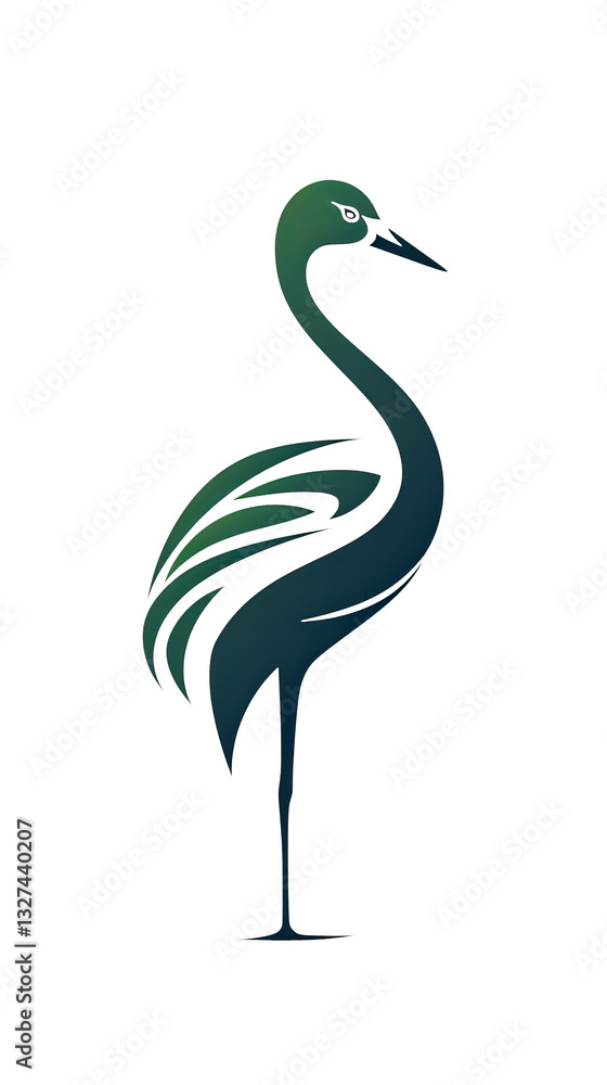 Obraz premium Elegant crane logo design template. Bird icon illustration on a transparent background.
