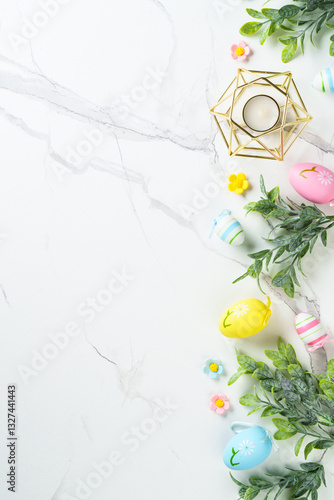 Obraz na płótnie Easter eggs on white background. w salonie