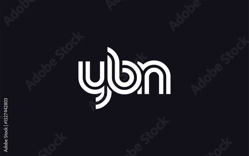 YBN Creative Unique Modern Letter Logo Design.  Stylized logo featuring a unique letter design, presenting abstract minimalist aesthetics and modern appeal.