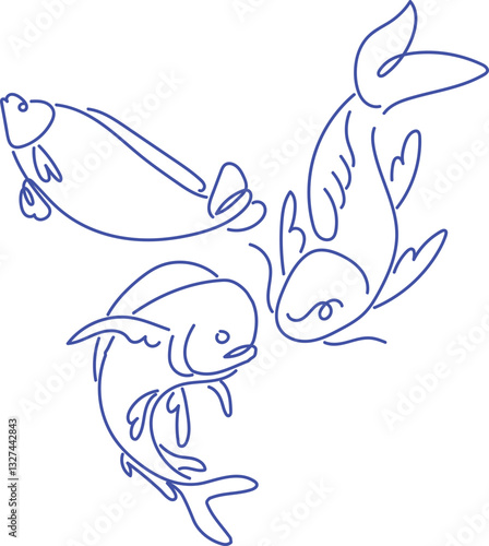 fish out line art svg illustration abstract