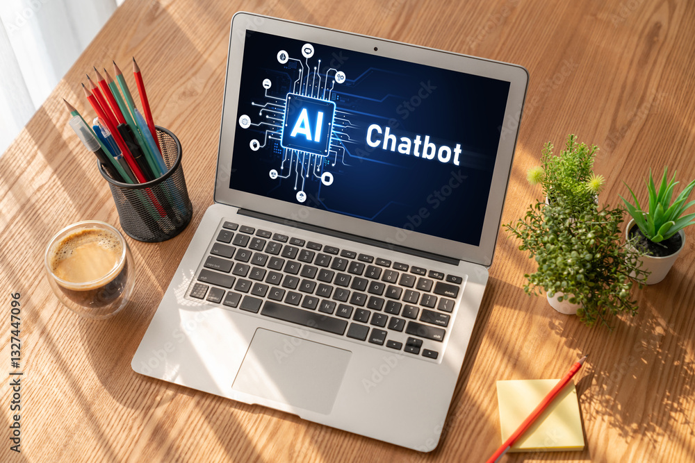 Fototapeta premium Generative AI virtual assistant tools for prompt engineer and user for ease of engage artificial intelligence AI technology help people to work with generative AI functions by prompting the AI snugly