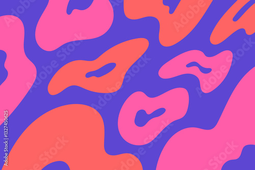 Abstract vector pink and orang free form shape on bright blue background. Vibrant background for modern and creative design, website banner, poster, template, advertising media, fashion, brochure. 