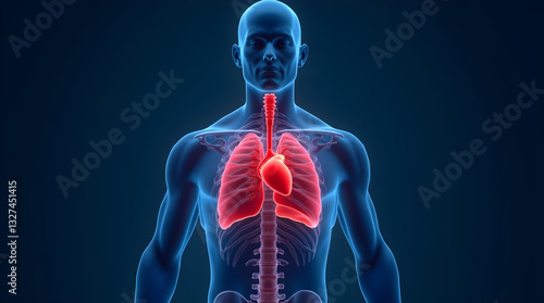 Wallpaper Mural 3D Medical Human Anatomy Illustration Vivid Red Lungs Heart Torso for Health Science Torontodigital.ca