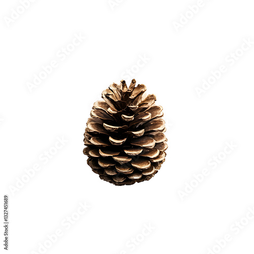 Brown Pine Cone with Natural Texture on Simple White Background, Natural Pine Cone with Detailed Texture