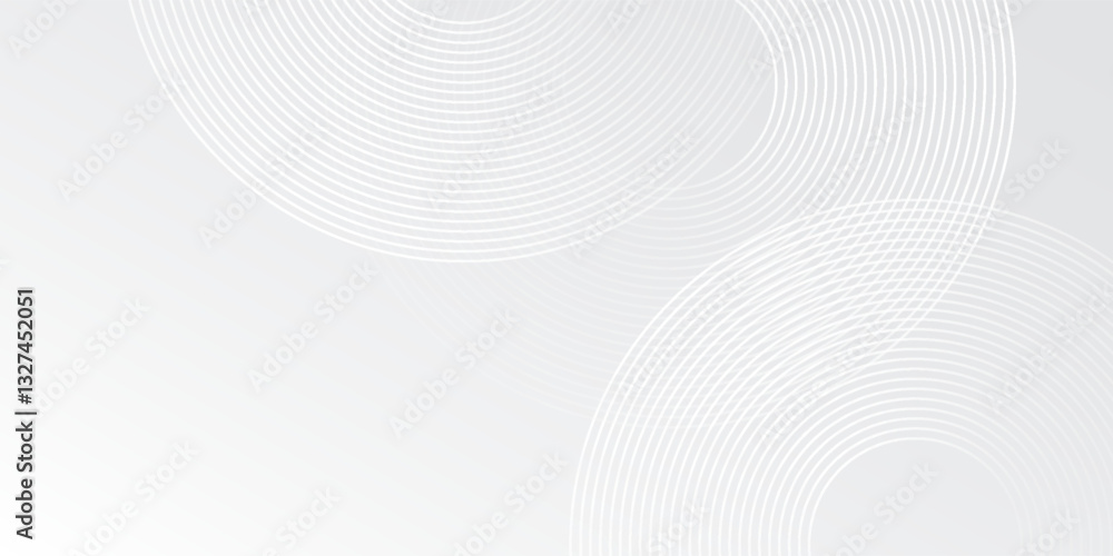 Naklejka premium Modern white glowing geometric lines on gray background. Simple shiny blue circle design abstract