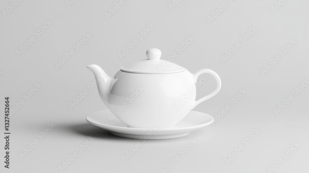 Elegant White Teapot and Saucer - A pristine white teapot with a matching saucer, perfect for a calming tea moment. Simple elegance Elegant White Teapot and Saucer - A pristine white teapot with a matching saucer, perfect for a calming tea moment. Simple elegance