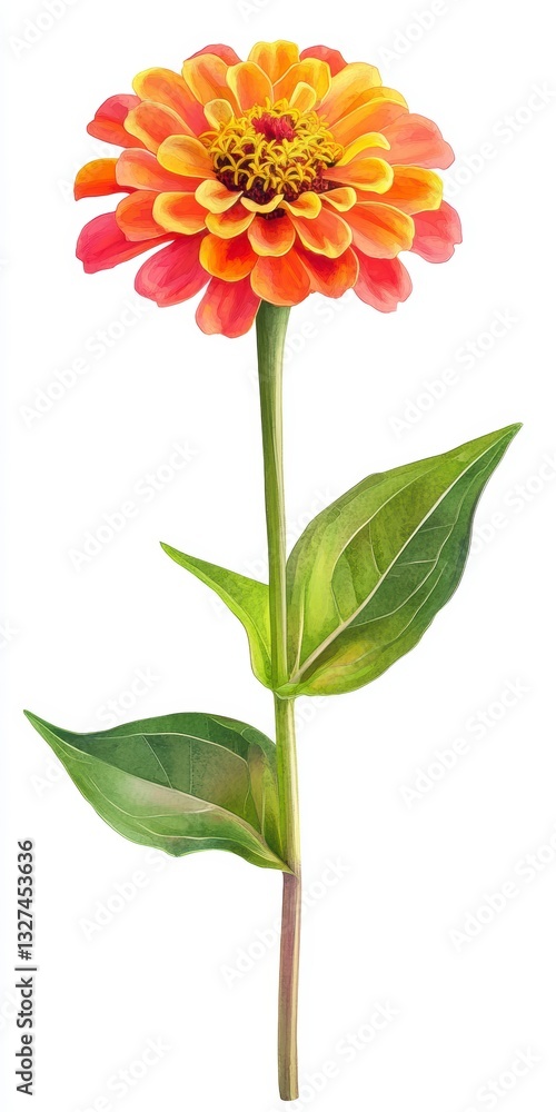 custom made wallpaper toronto digitalVibrant Orange and Yellow Zinnia Flower Watercolor Painting