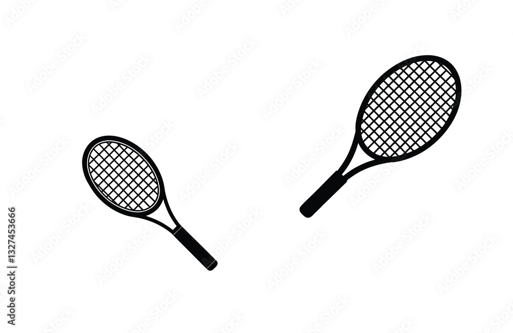 Vector Silhouette of a Tennis Racket Stylish Sports Equipment Illustration