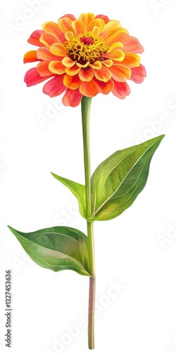 Wallpaper Mural Vibrant Orange and Yellow Zinnia Flower Watercolor Painting Torontodigital.ca