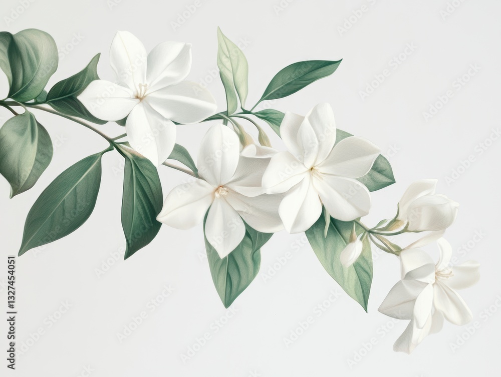 custom made wallpaper toronto digitalWhite Blossoms and Green Leaves on Branch Soft Light Photography