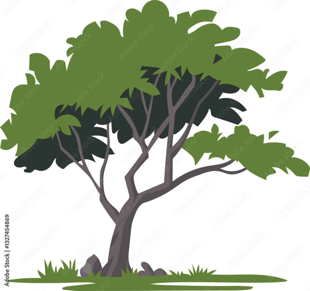 Fototapeta premium Simple illustration of a green tree isolated on white background