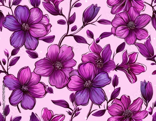 Wallpaper Mural seamless background with flowers Torontodigital.ca