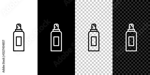 Set line Paint spray can icon isolated on black and white background. Vector